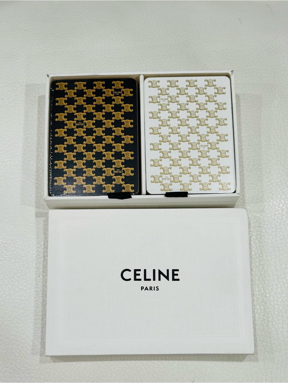 CELINE Black & White Patterned Playing Cards in Box - Gold Accents - Picture 5 of 5
